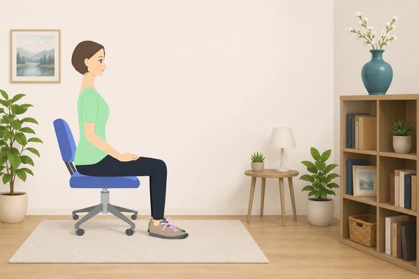 Frau Stuhl Blick Vase Wohnzimmer Illustration