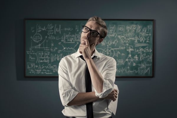 mathematician thinker thougt blackboard