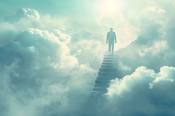 Himmel Wolken Treppe Mensch