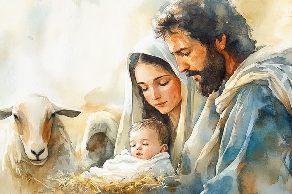 Maria Josef Jesus Krippe Schaf